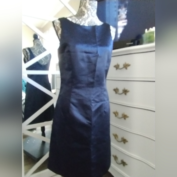 Navy,Satin,Lined Dress - Picture 7 of 11
